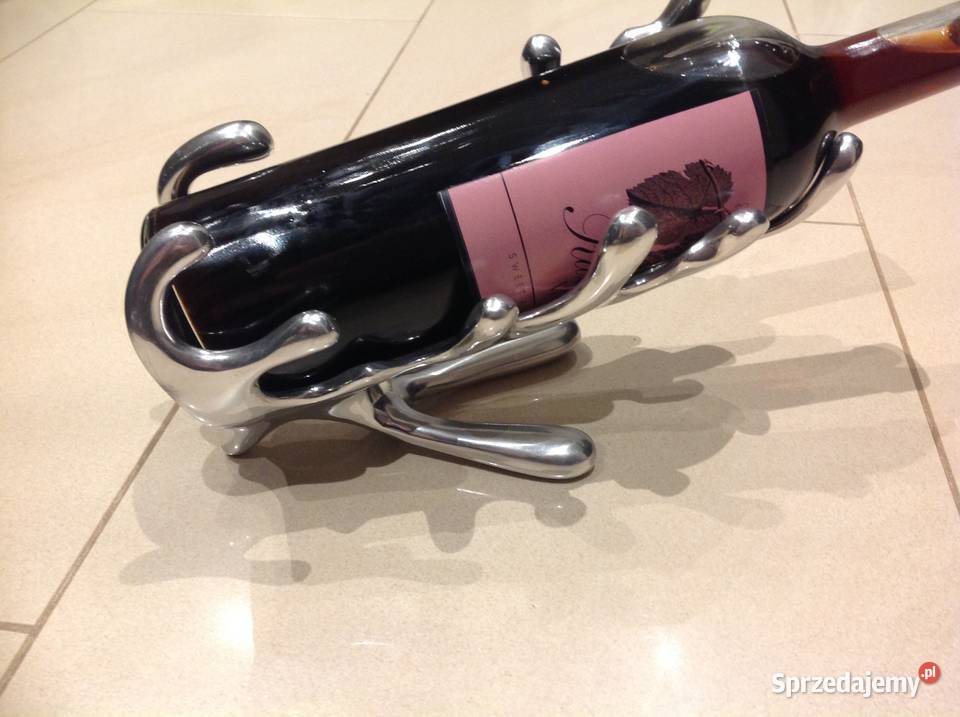 Piękny Srebrny Stojak na Wino Aluminium Design