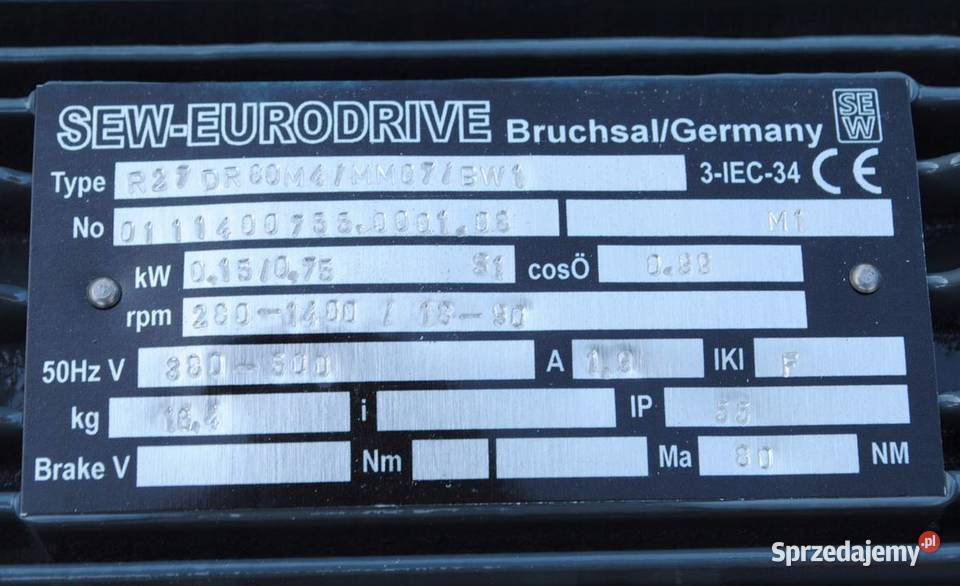 Motoreduktor 015075kw 1890obr FALOWNIK SEW Kargowa