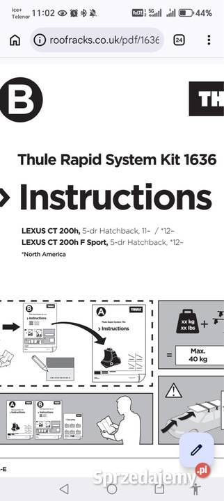 Thule belki dachowe do Lexus CT 200 h Kraków