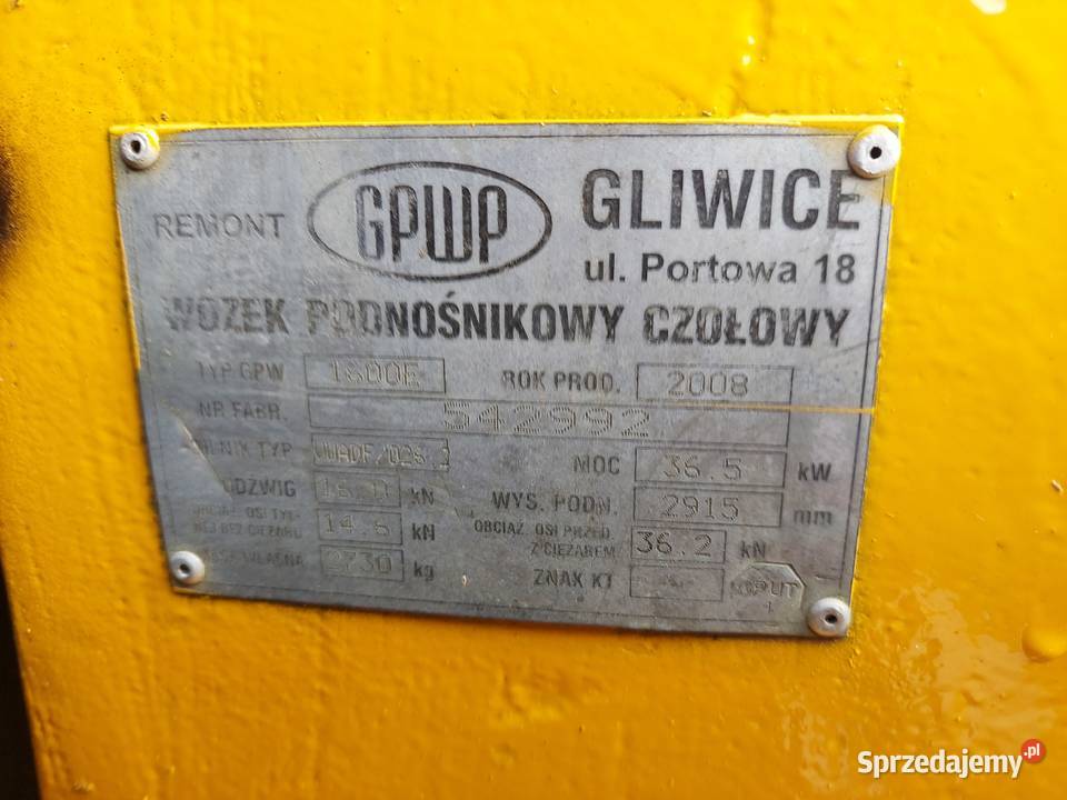 Wózek Widłowy GPW 1600 E Propan Butan 2008 r Katowice sprzedam