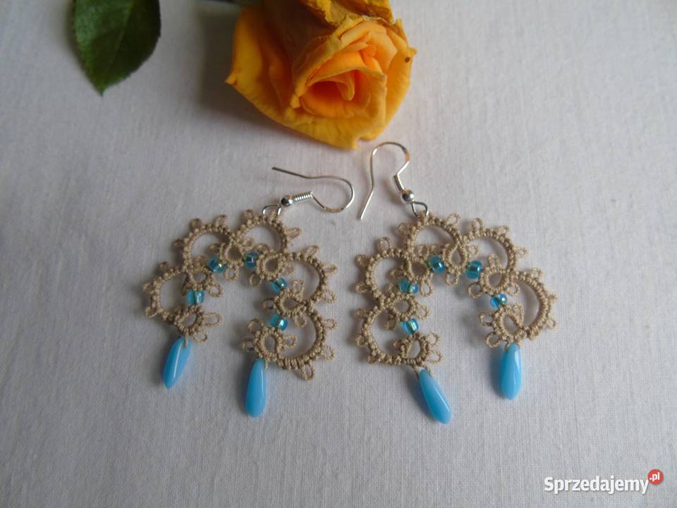 Kolczyki frywolitkowe Rękodzieło Antyki, Sztuka, Kolekcje małopolskie Wiśniowa