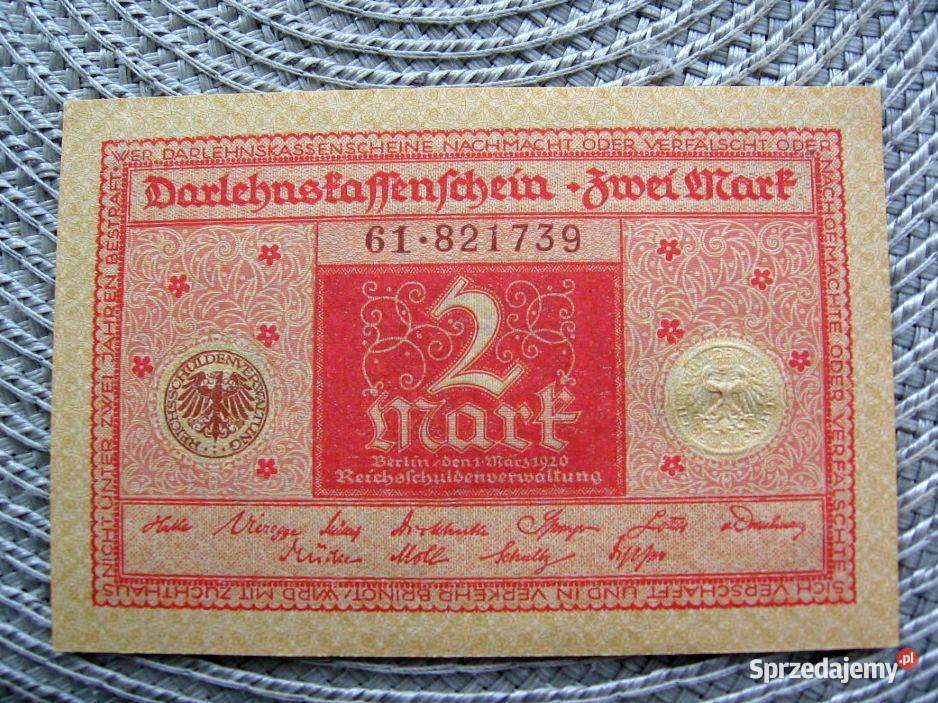 Banknot Zastępczy 2 Marki 1920r 4 Bilet na kawe Pozostałe sprzedam