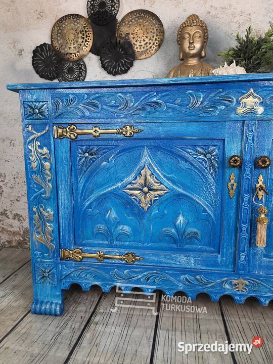 Komoda dębowa indyjska rzeźbiona VINTAGE