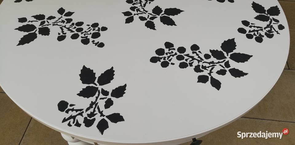 Stolik z szufladą okrągły biały kawowy stół Garwolin sprzedam