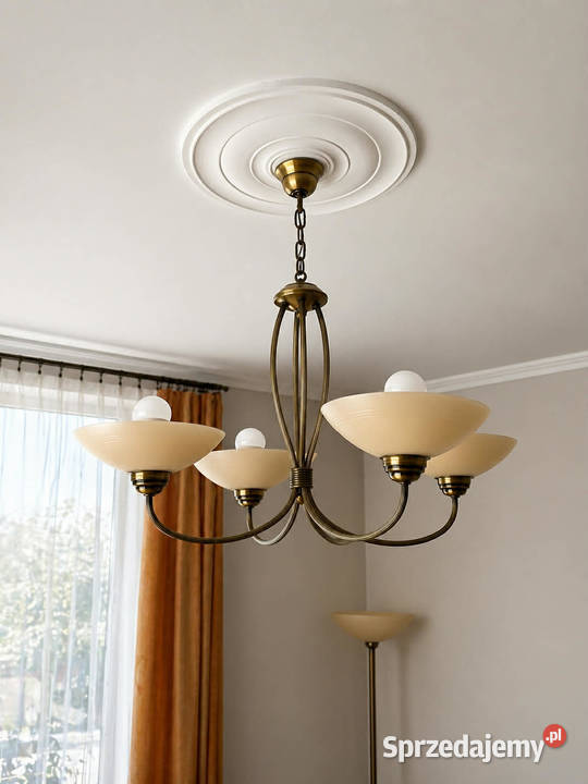 Komplet lamp mosiężnych vintage żyrandol Łańcut
