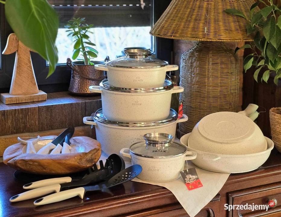 Garnki zilner 21 el biały marmur Szczecin