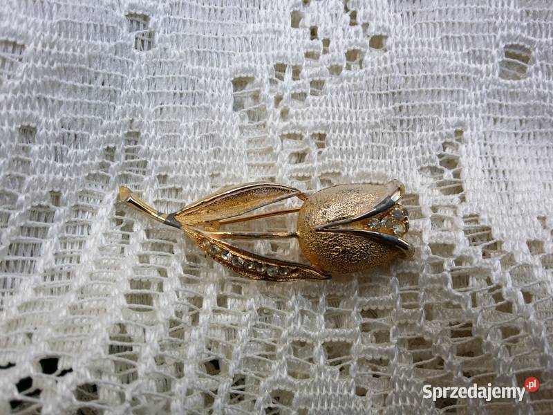 Stara angielska broszka tulipan Ochojno