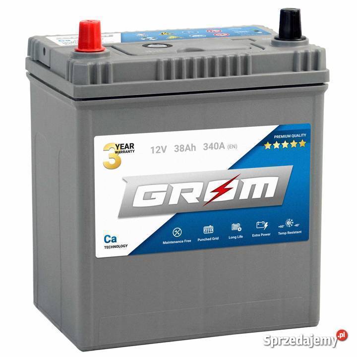 Akumulator GROM Premium 38Ah 340A Japan Lewy osobowe podlaskie