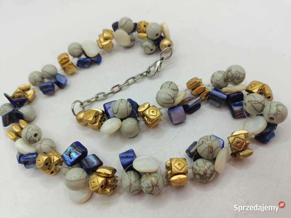 Korale naszyjnik różne elementy w kolorach złota Zamość sprzedam