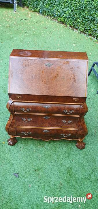 Sekretarzyk orzechowy styl barokowy vintage Wleń