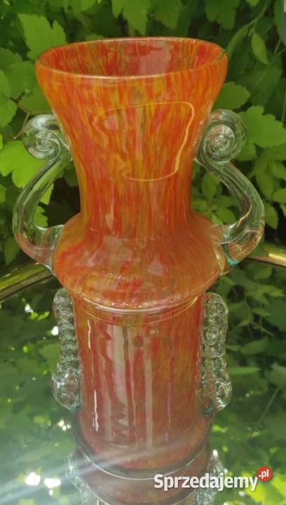 Szklany wazon Spółdzielnia Kamionka z Łysej Góry Pabianice