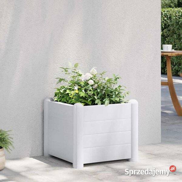 vidaXL Podwyższona donica PP biała 43x43x35 mazowieckie Warszawa sprzedam