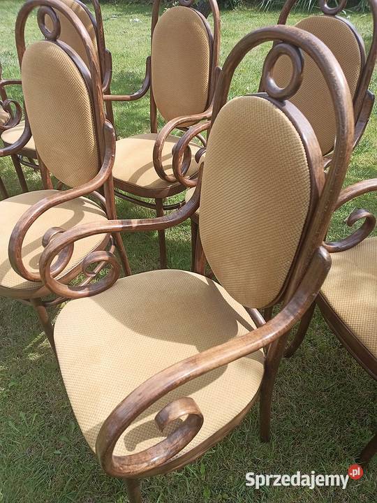 8 krzeseł tapicerowanych giętych stan