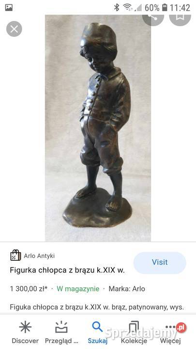 Figurka z brązu sygnowana antyk 1890 r lubelskie Janów Lubelski