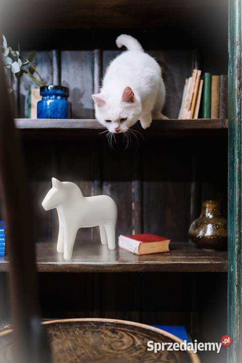 Koń szwedzki porcelana biały konik figurka Lublin