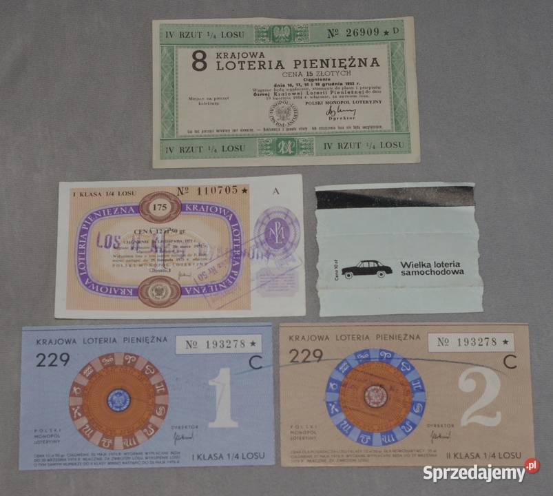 Zestaw losów loteryjnych 5