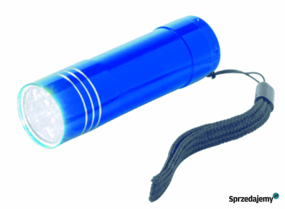 Latarka LED niebieska z logo grawer 100 podkarpackie