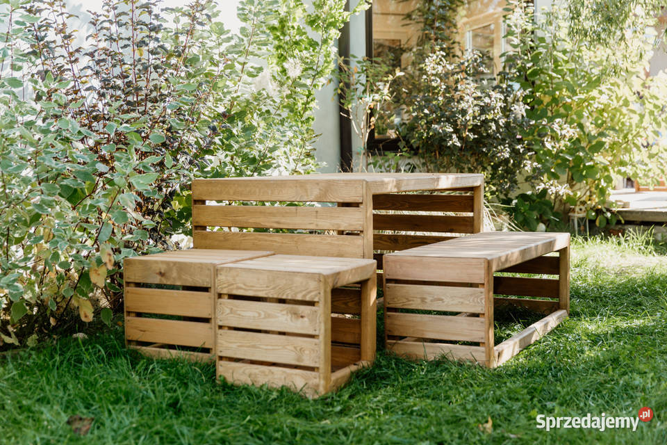 Meble ogrodowe drewniane tarasowe nieskładane Kalety