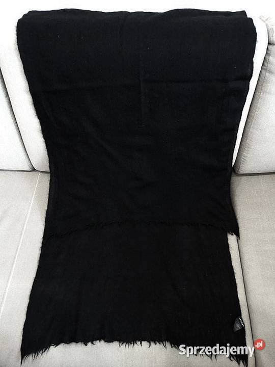Szal Kaszmirowy 100 Kaszmir Czarny Duży Dla kobiet podlaskie Łomża