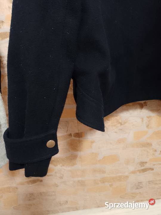 38M ZARAGranatowy płaszcz z Futrzanym kapturem Kraków