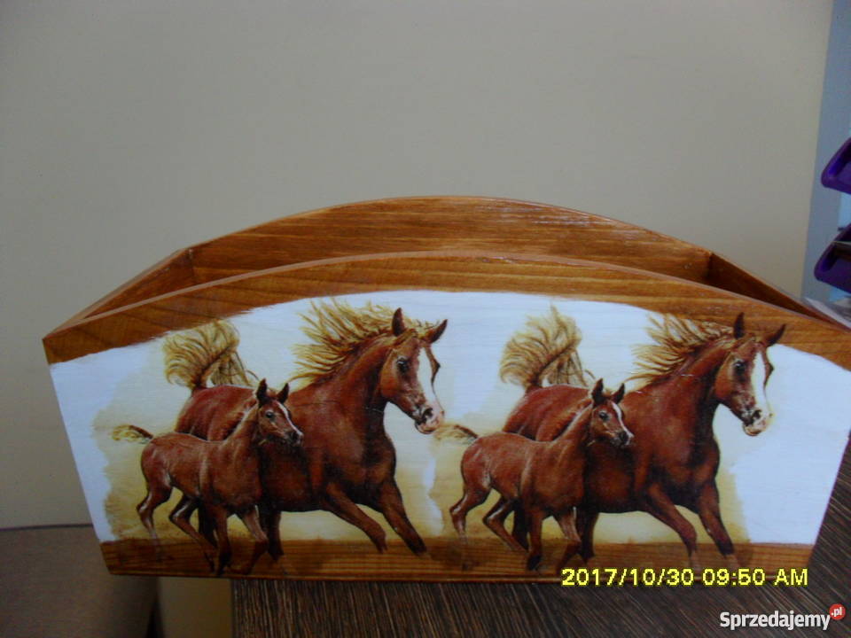 Piękny pojemnik decoupage z motywem koni na Bochnia