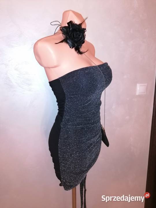 Koktajlowa 2kolorowa sukienka mini z kabaretkami Spódnice i sukienki Odzież damska Warszawa