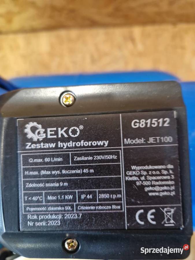 Hydrofor 50L zestaw 1100W pompa żeliwo 60Lmin