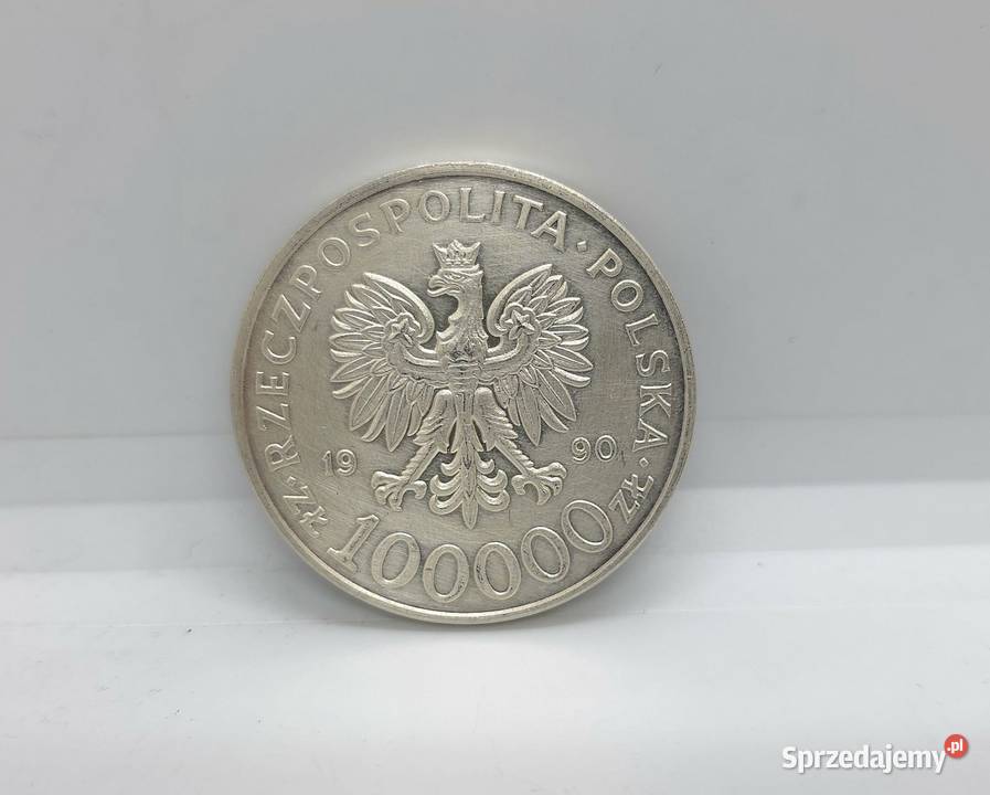 Srebrna moneta 100000 1990 SOLIDARNOŚĆ TYP A Elbląg