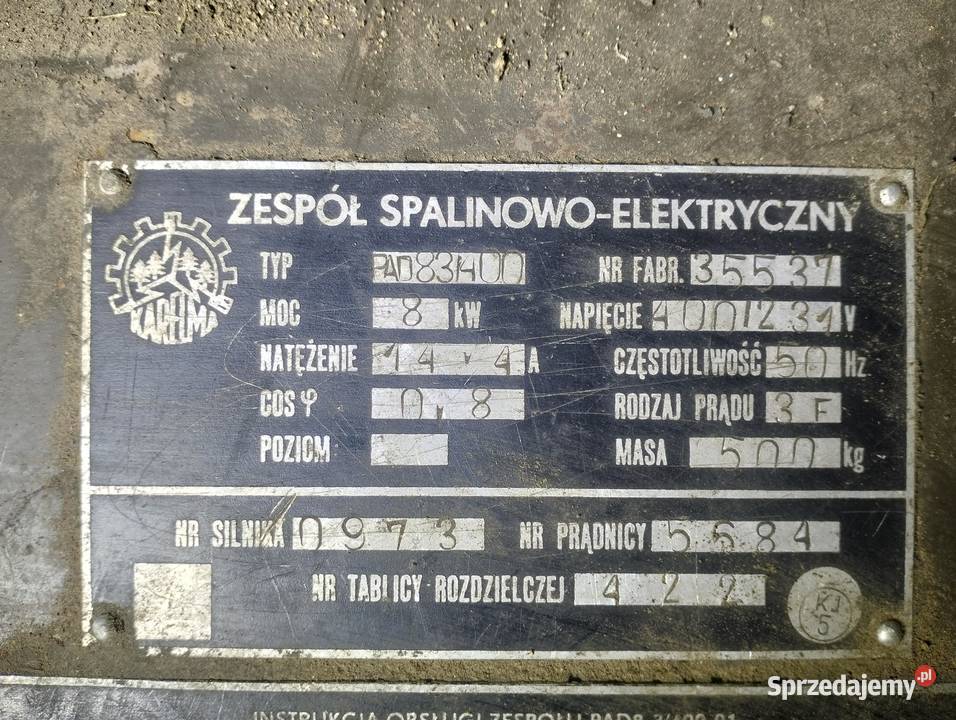Agregat prądotwórczy pad8 Opatówek sprzedam