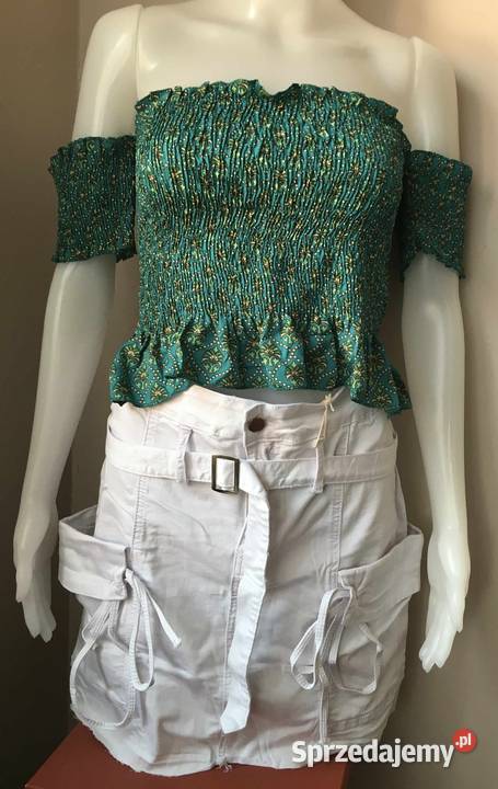 Bluzka hiszpanka z jedwabiu naturalny 8 wzorów brązowy/beżowy Białystok