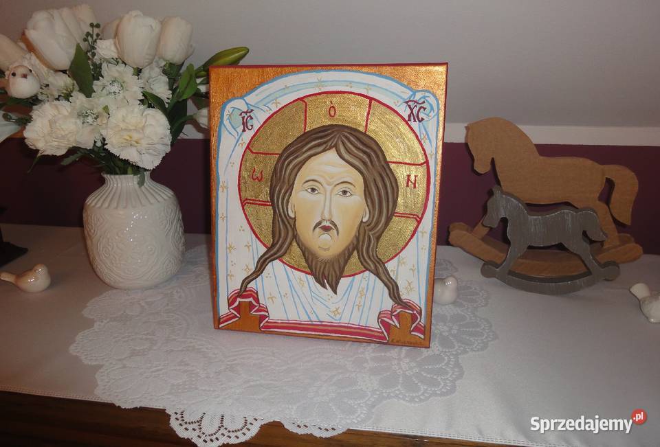 Obraz olejny Jezus Chrystus Mandylion ikona Konin