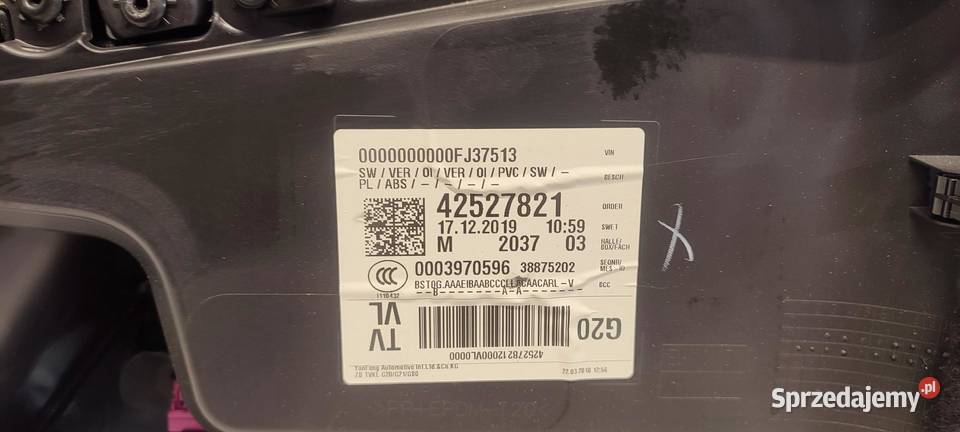 BMW G20 BOCZEK DRZWI LEWY PRZÓD RHD ANGLIK