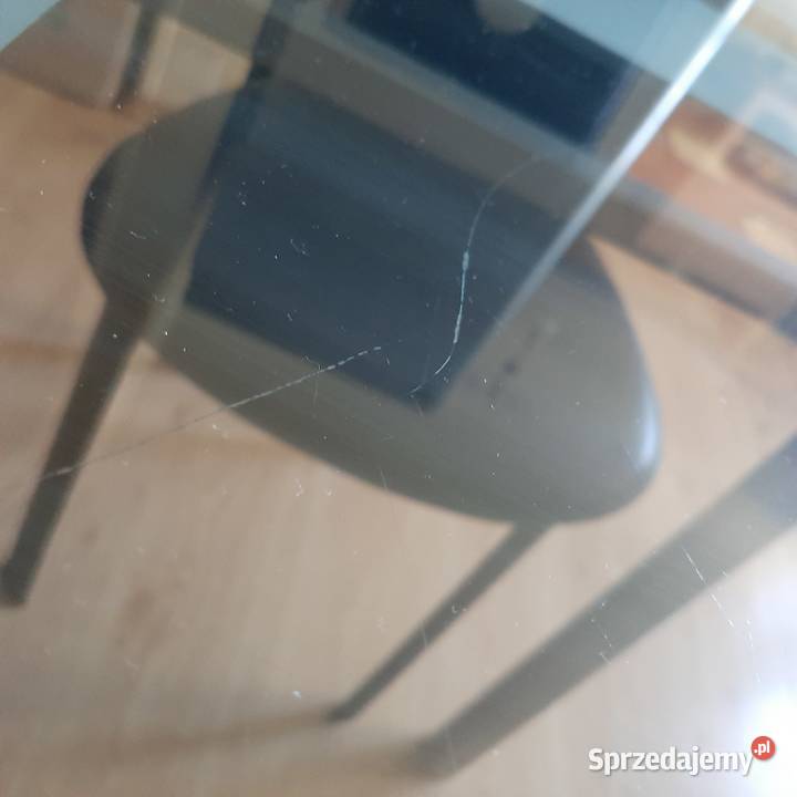 Stół stal nierdzewna i szkło 4 krzesła eko skóra Warszawa