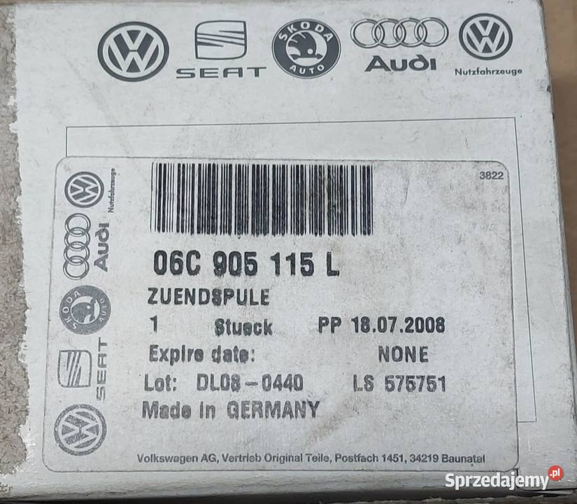 CEWKA ZAPŁONOWA AUDI A4 B6 B7 A6 C5 C6 D3 20 30 Mielęcin