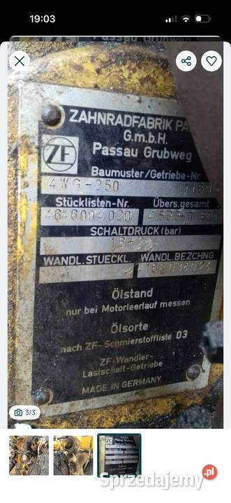 skrzynia biegów ZF 4WG250 koparki Zettelmayer ZL