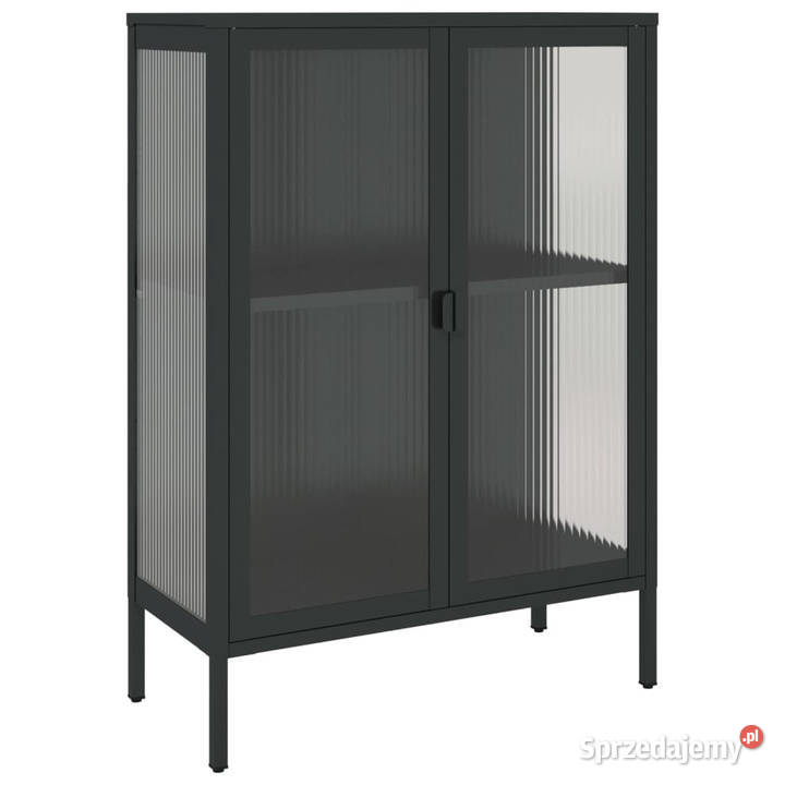 Szafka czarna 75x35x105 szkło i stal WM353003