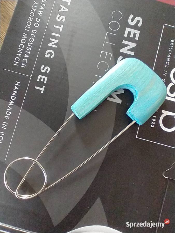 Niebieska broszka agrafka drewno rękodzieło Łódź