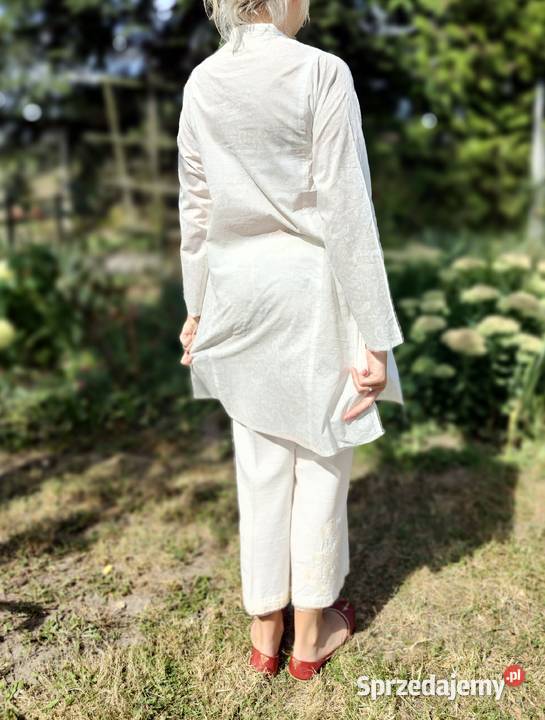 Delikatna cienka tunika S 38 biała bawełna boho Szczecin
