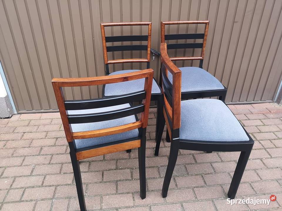 Krzesła ARTDECO Orzech Stare Antyk Komplet 4 Swarzędz sprzedam
