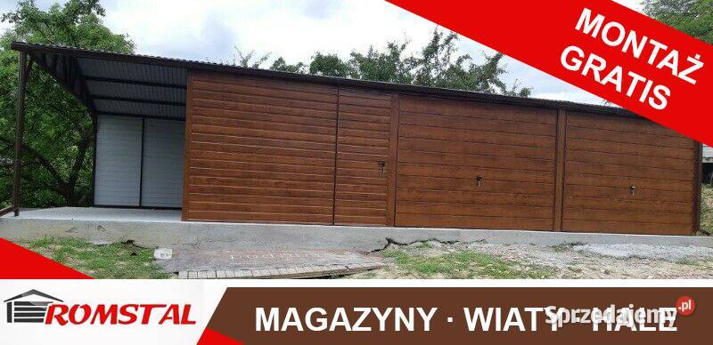 Garaż Blaszany Drewnopodobny 11x6m - WIATA - HALA - Romstal