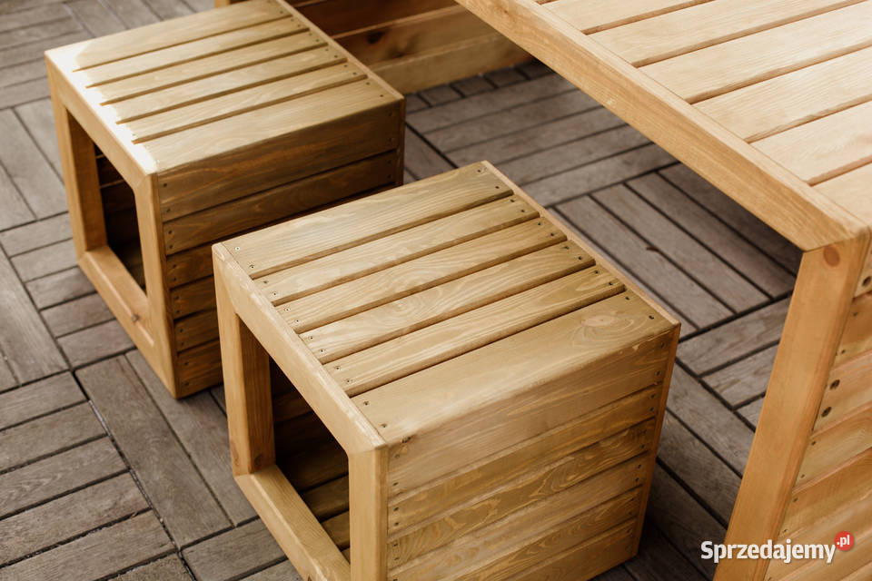 Meble ogrodowe drewniane tarasowe nieskładane inny kolor Kalety