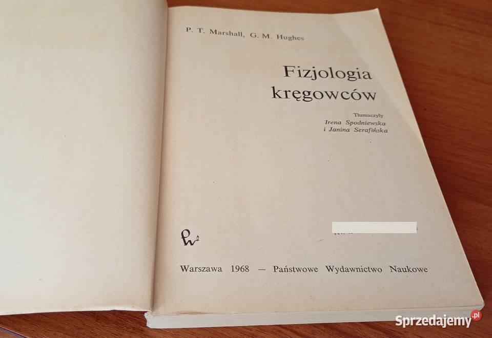 Fizjologia kręgowców P T Marshall G M Hughes pomorskie Gdańsk