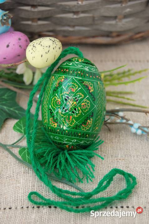 Stara pisanka drewniana wisząca malowana Ukraina Lublin