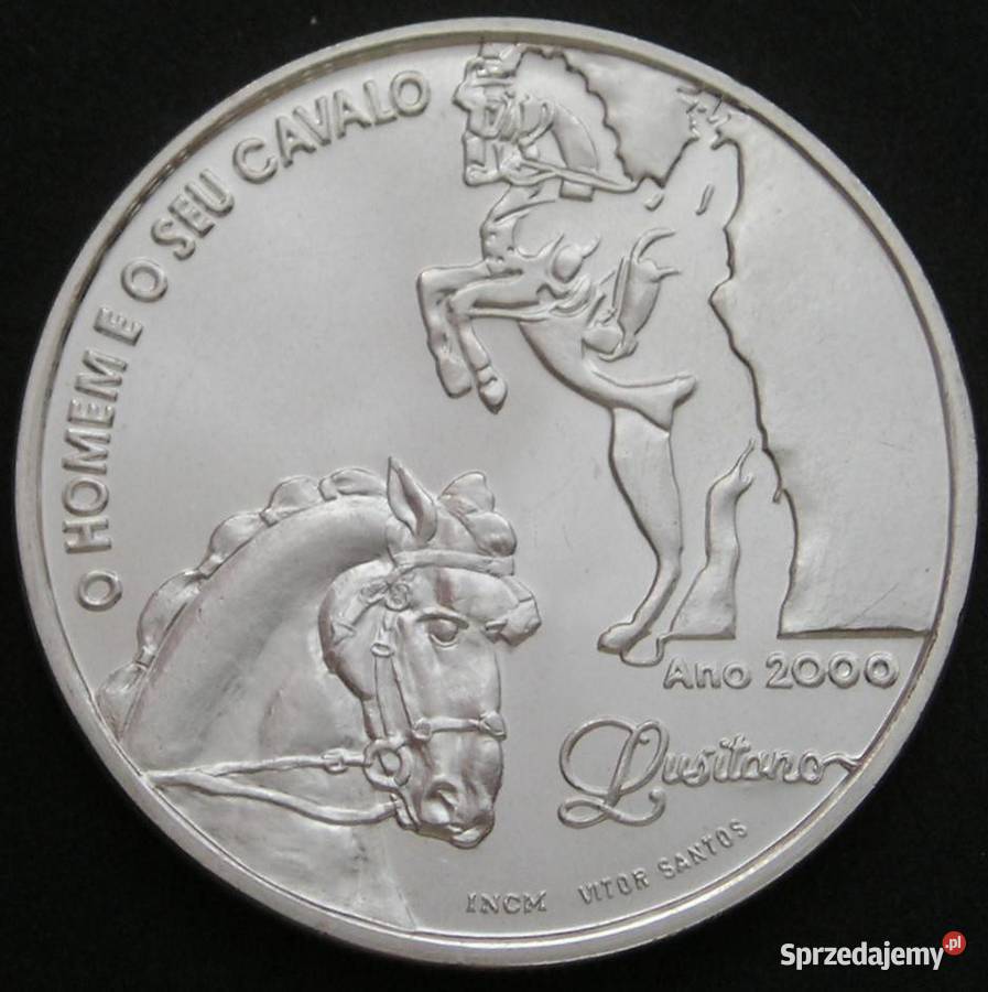 Portugalia 1000 escudos 2000 KOŃ SREBRO stan 12