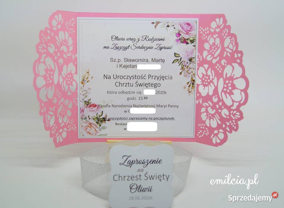 Zaproszenia ażurowe Ślub Komunia Chrzest Koperta Uniseks Zielona Góra sprzedam