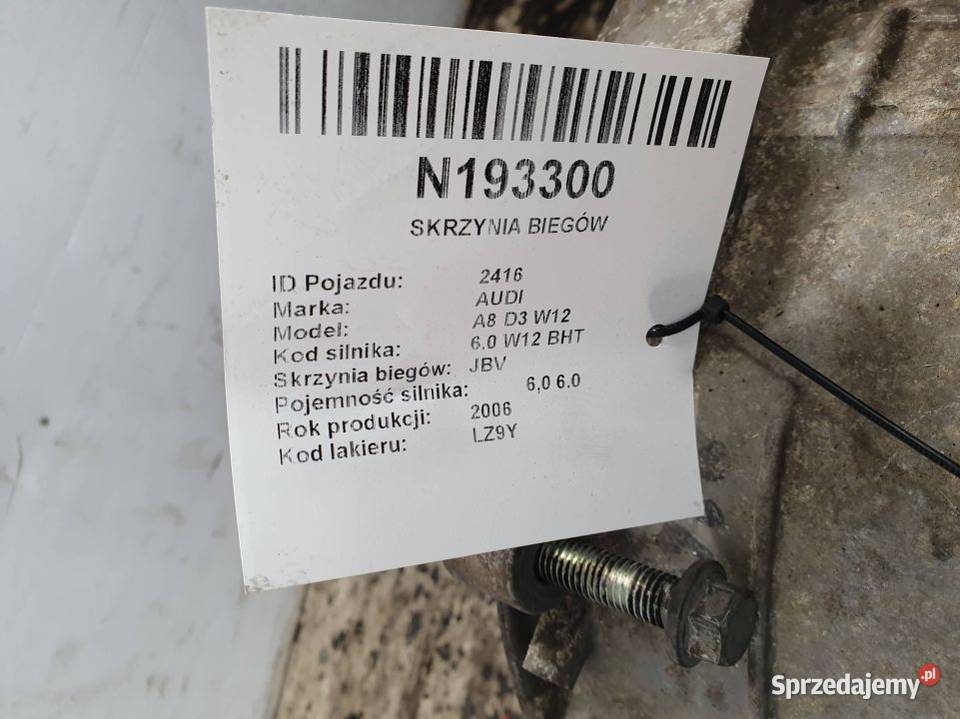 SKRZYNIA AUTOMATYCZNA AUDI A8 D3 W12 JBV