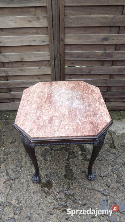 Stolik drewniany chppendale blat marmurowy sprzedam