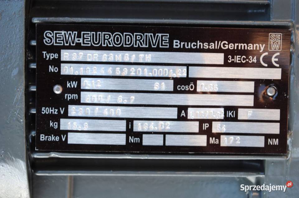 Motoreduktor 012kw 67obrmin Firmy SEW Kargowa