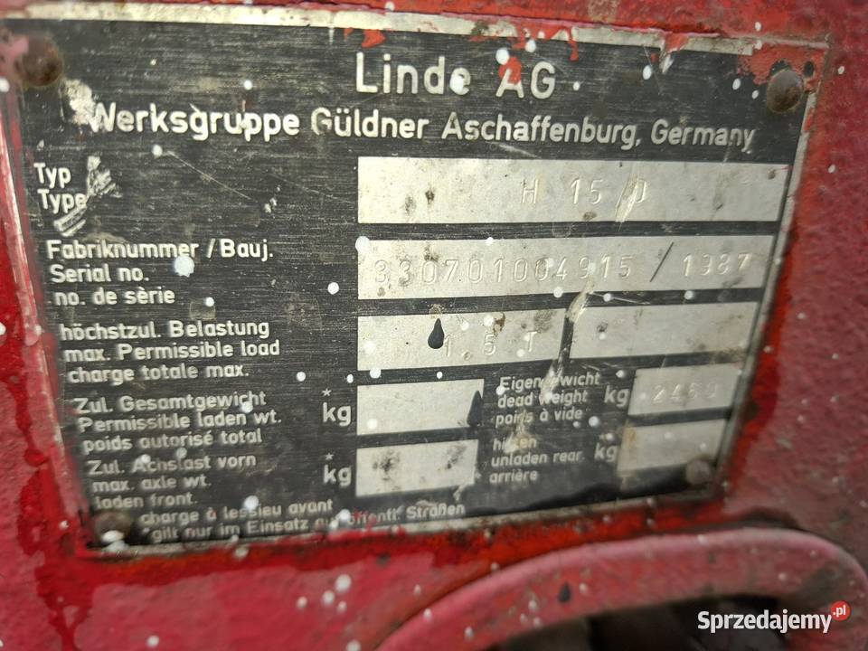 Wózek widłowy Linde H15D z 1987rokudiesel silnik diesel Motoryzacja