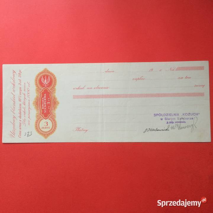 1978 Trzy Weksel Wystawione W Starym Samborze Antykwariat zachodniopomorskie Szczecin